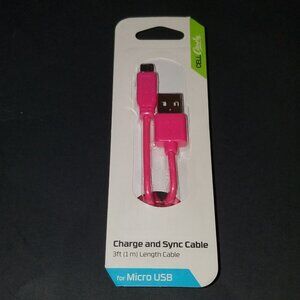 NEW Cell Candy PINK Charge & Sync Cable for Micro USB 3 ft Length